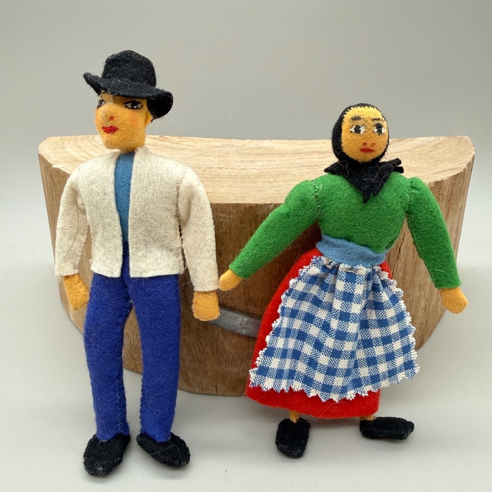 Edith Von Arps BAP Dolls Vintage Felt Folk Art Couple Handmade Collectible